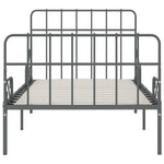 ZNTS Bed Frame with Slatted Base Grey Metal 100x200 cm 284616