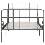ZNTS Bed Frame with Slatted Base Grey Metal 100x200 cm 284616