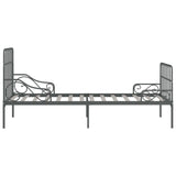 ZNTS Bed Frame with Slatted Base Grey Metal 100x200 cm 284616