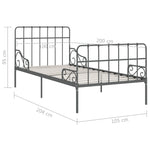 ZNTS Bed Frame with Slatted Base Grey Metal 100x200 cm 284616