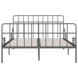 ZNTS Bed Frame with Slatted Base Grey Metal 120x200 cm 284617