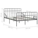 ZNTS Bed Frame with Slatted Base Grey Metal 140x200 cm 284618