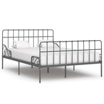 ZNTS Bed Frame with Slatted Base Grey Metal 160x200 cm 284619