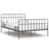 ZNTS Bed Frame with Slatted Base Grey Metal 160x200 cm 284619