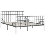 ZNTS Bed Frame with Slatted Base Grey Metal 180x200 cm 6FT Super King 284620