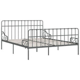 ZNTS Bed Frame with Slatted Base Grey Metal 180x200 cm 6FT Super King 284620