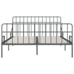 ZNTS Bed Frame with Slatted Base Grey Metal 180x200 cm 6FT Super King 284620