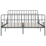 ZNTS Bed Frame with Slatted Base Grey Metal 180x200 cm 6FT Super King 284620
