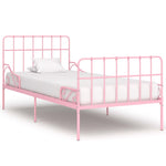 ZNTS Bed Frame with Slatted Base Pink Metal 100x200 cm 284623