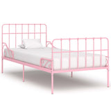 ZNTS Bed Frame with Slatted Base Pink Metal 100x200 cm 284623