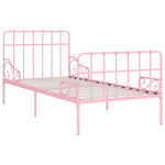 ZNTS Bed Frame with Slatted Base Pink Metal 100x200 cm 284623