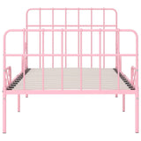 ZNTS Bed Frame with Slatted Base Pink Metal 100x200 cm 284623