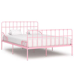 ZNTS Bed Frame with Slatted Base Pink Metal 160x200 cm 284626