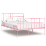 ZNTS Bed Frame with Slatted Base Pink Metal 160x200 cm 284626