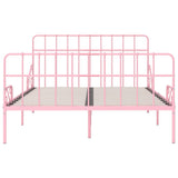 ZNTS Bed Frame with Slatted Base Pink Metal 160x200 cm 284626