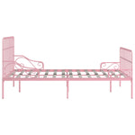 ZNTS Bed Frame with Slatted Base Pink Metal 160x200 cm 284626