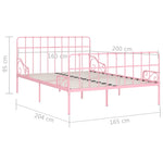 ZNTS Bed Frame with Slatted Base Pink Metal 160x200 cm 284626