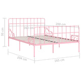 ZNTS Bed Frame with Slatted Base Pink Metal 160x200 cm 284626