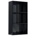 ZNTS 3-Tier Book Cabinet High Gloss Black 60x30x114 cm Engineered Wood 800979