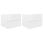 ZNTS Bedside Cabinets 2 pcs High Gloss White 40x30x30 cm Engineered Wood 801066