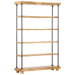ZNTS 5-Tier Bookshelf 120x35x180 cm Solid Mango Wood and Steel 286267