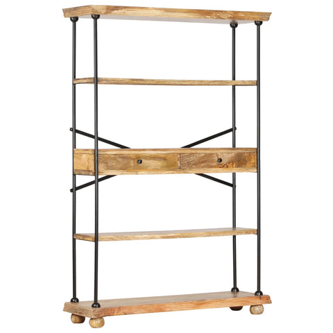 ZNTS 4-Tier Bookshelf 120x35x180 cm Solid Mango Wood and Steel 286268