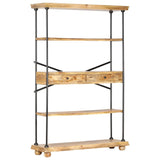 ZNTS 4-Tier Bookshelf 120x35x180 cm Solid Mango Wood and Steel 286268