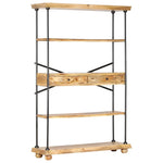 ZNTS 4-Tier Bookshelf 120x35x180 cm Solid Mango Wood and Steel 286268