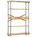ZNTS 4-Tier Bookshelf 120x35x180 cm Solid Mango Wood and Steel 286268
