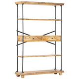 ZNTS 4-Tier Bookshelf 120x35x180 cm Solid Mango Wood and Steel 286268