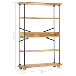 ZNTS 4-Tier Bookshelf 120x35x180 cm Solid Mango Wood and Steel 286268