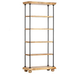 ZNTS 5-Tier Bookshelf 80x35x180 cm Solid Mango Wood and Steel 286269