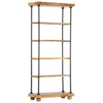ZNTS 5-Tier Bookshelf 80x35x180 cm Solid Mango Wood and Steel 286269