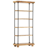ZNTS 5-Tier Bookshelf 80x35x180 cm Solid Mango Wood and Steel 286269