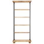 ZNTS 5-Tier Bookshelf 80x35x180 cm Solid Mango Wood and Steel 286269
