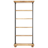 ZNTS 5-Tier Bookshelf 80x35x180 cm Solid Mango Wood and Steel 286269