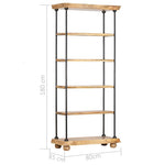 ZNTS 5-Tier Bookshelf 80x35x180 cm Solid Mango Wood and Steel 286269