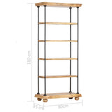 ZNTS 5-Tier Bookshelf 80x35x180 cm Solid Mango Wood and Steel 286269