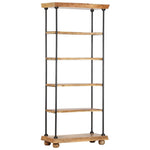 ZNTS 5-Tier Bookshelf 80x35x180 cm Solid Mango Wood and Steel 286269