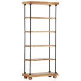 ZNTS 5-Tier Bookshelf 80x35x180 cm Solid Mango Wood and Steel 286269