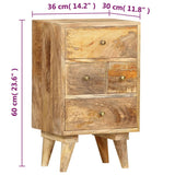 ZNTS Bedside Cabinet 36x30x60 cm Solid Mango Wood 286123