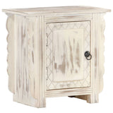 ZNTS Bedside Cabinet White 50x30x50 cm Solid Mango Wood 286389