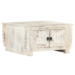 ZNTS Coffee Table White 66x66x35 cm Solid Mango Wood 286390