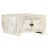 ZNTS Coffee Table White 66x66x35 cm Solid Mango Wood 286390