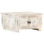 ZNTS Coffee Table White 66x66x35 cm Solid Mango Wood 286390
