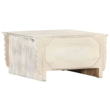 ZNTS Coffee Table White 66x66x35 cm Solid Mango Wood 286390
