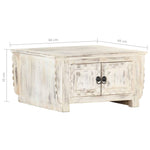 ZNTS Coffee Table White 66x66x35 cm Solid Mango Wood 286390