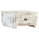 ZNTS Coffee Table White 66x66x35 cm Solid Mango Wood 286390