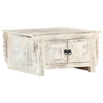 ZNTS Coffee Table White 66x66x35 cm Solid Mango Wood 286390