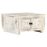 ZNTS Coffee Table White 66x66x35 cm Solid Mango Wood 286390